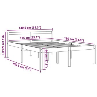 Seniorenbed 135x190 cm massief grenenhout wasbruin 9