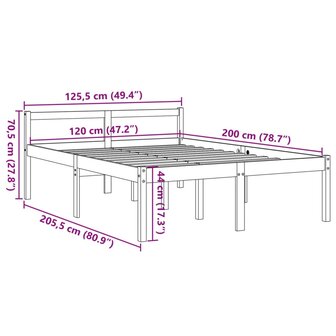 Seniorenbed massief grenenhout wasbruin 120x200 cm 9