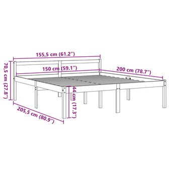 Seniorenbed massief grenenhout wasbruin 150x200 cm 9