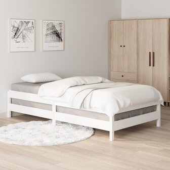 Bed stapelbaar 100x200 cm massief grenenhout wit 4