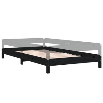 Bed stapelbaar 100x200 cm massief grenenhout zwart 6