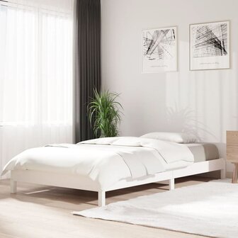 Bed stapelbaar 90x200 cm massief grenenhout wit 1