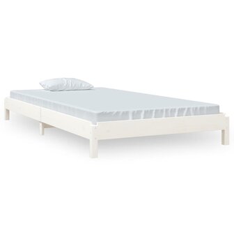 Bed stapelbaar 90x200 cm massief grenenhout wit 2