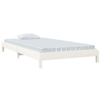 Bed stapelbaar 90x200 cm massief grenenhout wit 3