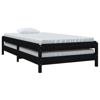 Bed stapelbaar 90x200 cm massief grenenhout zwart 5