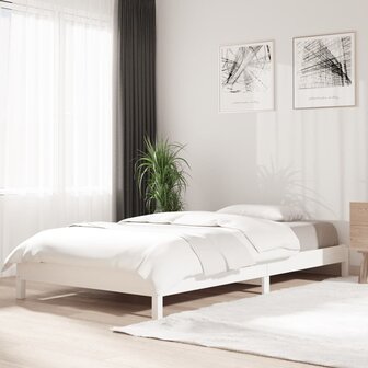 Bed stapelbaar 90x190 cm massief grenenhout wit 1