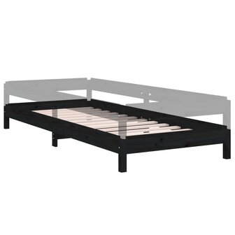 Bed stapelbaar 75x190 cm massief grenenhout zwart 6