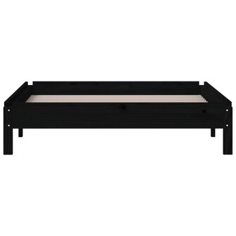 Bed stapelbaar 75x190 cm massief grenenhout zwart 8
