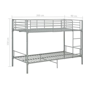 Stapelbed metaal grijs 90x200 cm 8