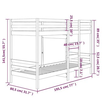 Stapelbed massief grenenhout 75x190 cm 8