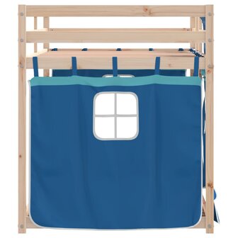 Stapelbed met gordijnen 90x200 cm massief grenenhout blauw 6