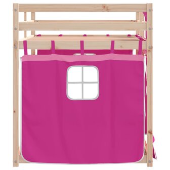 Stapelbed met gordijnen 90x200 cm grenenhout roze 6