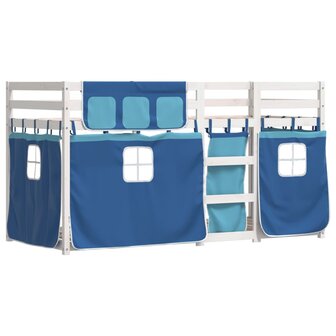 Stapelbed met gordijnen 80x200 cm massief grenenhout blauw 3