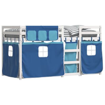 Stapelbed met gordijnen 80x200 cm massief grenenhout blauw 4