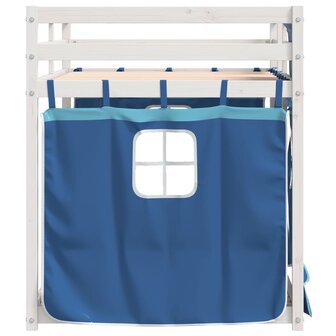 Stapelbed met gordijnen 80x200 cm massief grenenhout blauw 6