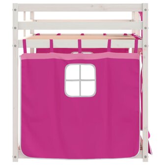 Stapelbed met gordijnen 80x200 cm grenenhout roze 6