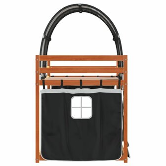 Stapelbed met gordijnen 75x190 cm grenenhout wit en zwart 6
