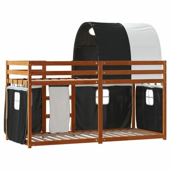 Stapelbed met gordijnen 75x190 cm grenenhout wit en zwart 7