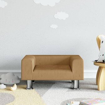 Kinderbank 50x40x26,5 cm fluweel bruin 1