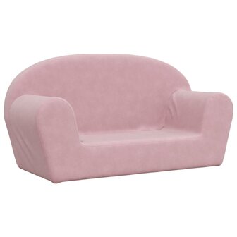 Kinderbank 2-zits zacht pluche roze 2