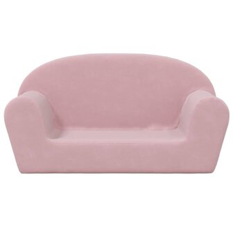 Kinderbank 2-zits zacht pluche roze 3