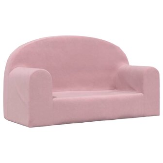 Kinderbank 2-zits zacht pluche roze 2