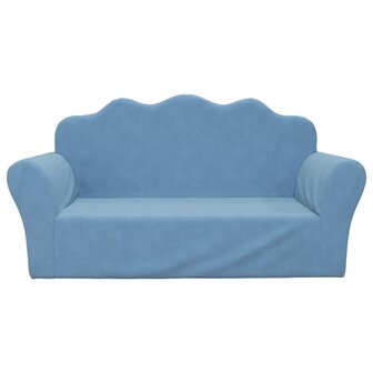 Kinderbank 2-zits zacht pluche blauw 3