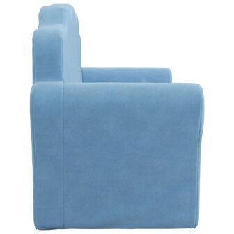 Kinderbank 2-zits zacht pluche blauw 4