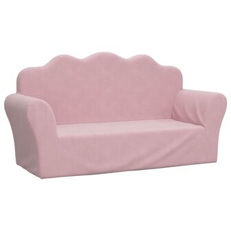 Kinderbank 2-zits zacht pluche roze 2