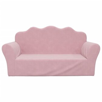 Kinderbank 2-zits zacht pluche roze 3