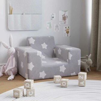 Kinderbank met sterren zacht pluche lichtgrijs 2