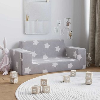 Kinderbank 2-zits met sterren zacht pluche lichtgrijs 2