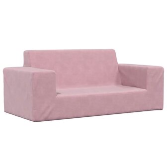 Kinderbank 2-zits zacht pluche roze 1