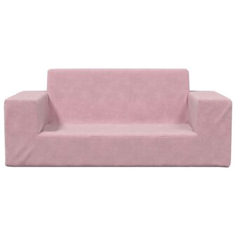 Kinderbank 2-zits zacht pluche roze 3