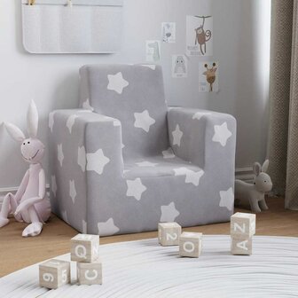 Kinderbank met sterren zacht pluche lichtgrijs 2
