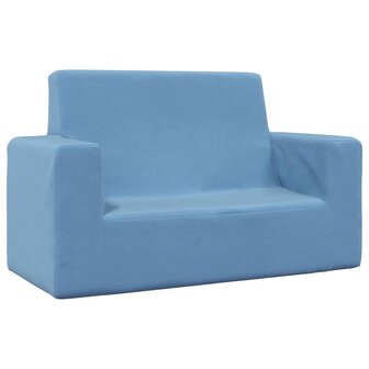 Kinderbank 2-zits zacht pluche blauw 1