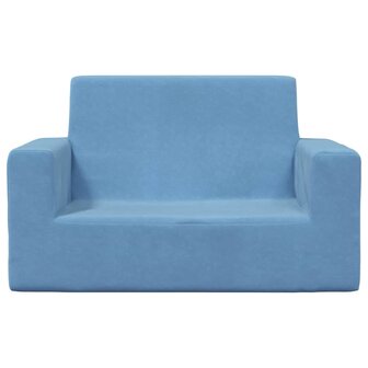Kinderbank 2-zits zacht pluche blauw 3