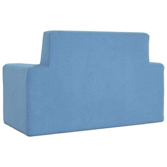 Kinderbank 2-zits zacht pluche blauw 5
