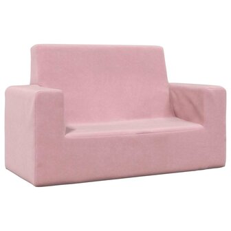 Kinderbank 2-zits zacht pluche roze 1