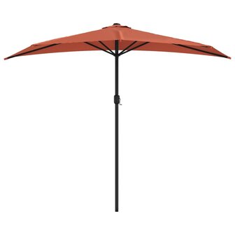 Balkonparasol half met aluminium paal 270x144x222 cm terracotta 3