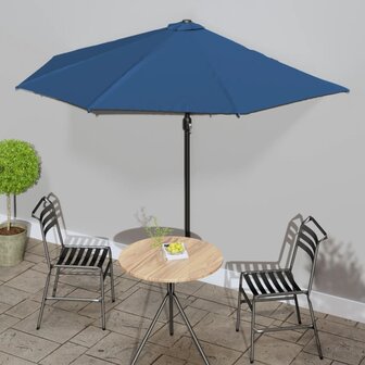 Balkonparasol half met aluminium paal 300x155x223 cm blauw 1