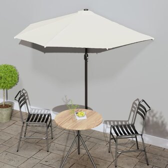 Balkonparasol half met aluminium paal 270x144 cm zandkleurig 1