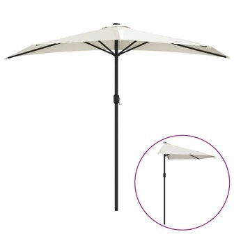 Balkonparasol half met aluminium paal 270x144 cm zandkleurig 2