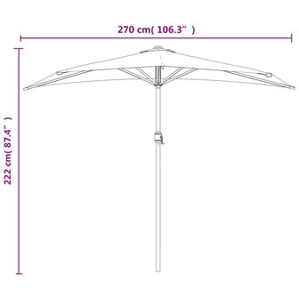 Balkonparasol half met aluminium paal 270x144 cm zandkleurig 9