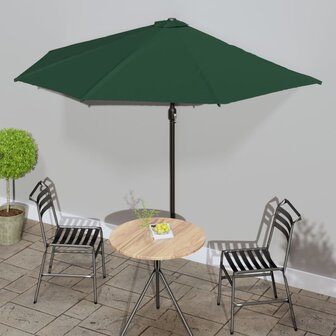 Balkonparasol half met aluminium paal 300x155 cm groen 1