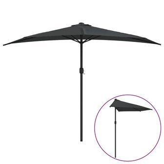 Balkonparasol half met aluminium paal 300x155 cm antraciet 2