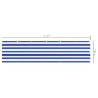 Balkonscherm 75x300 cm oxford stof wit en blauw 5