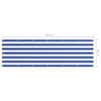 Balkonscherm 90x300 cm oxford stof wit en blauw 5