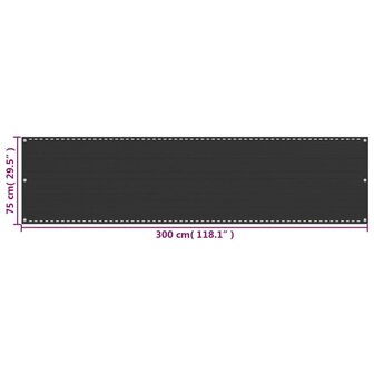 Balkonscherm 75x300 cm HDPE antracietkleurig 5