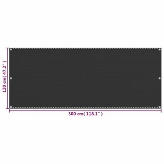 Balkonscherm 120x300 cm HDPE antracietkleurig 5